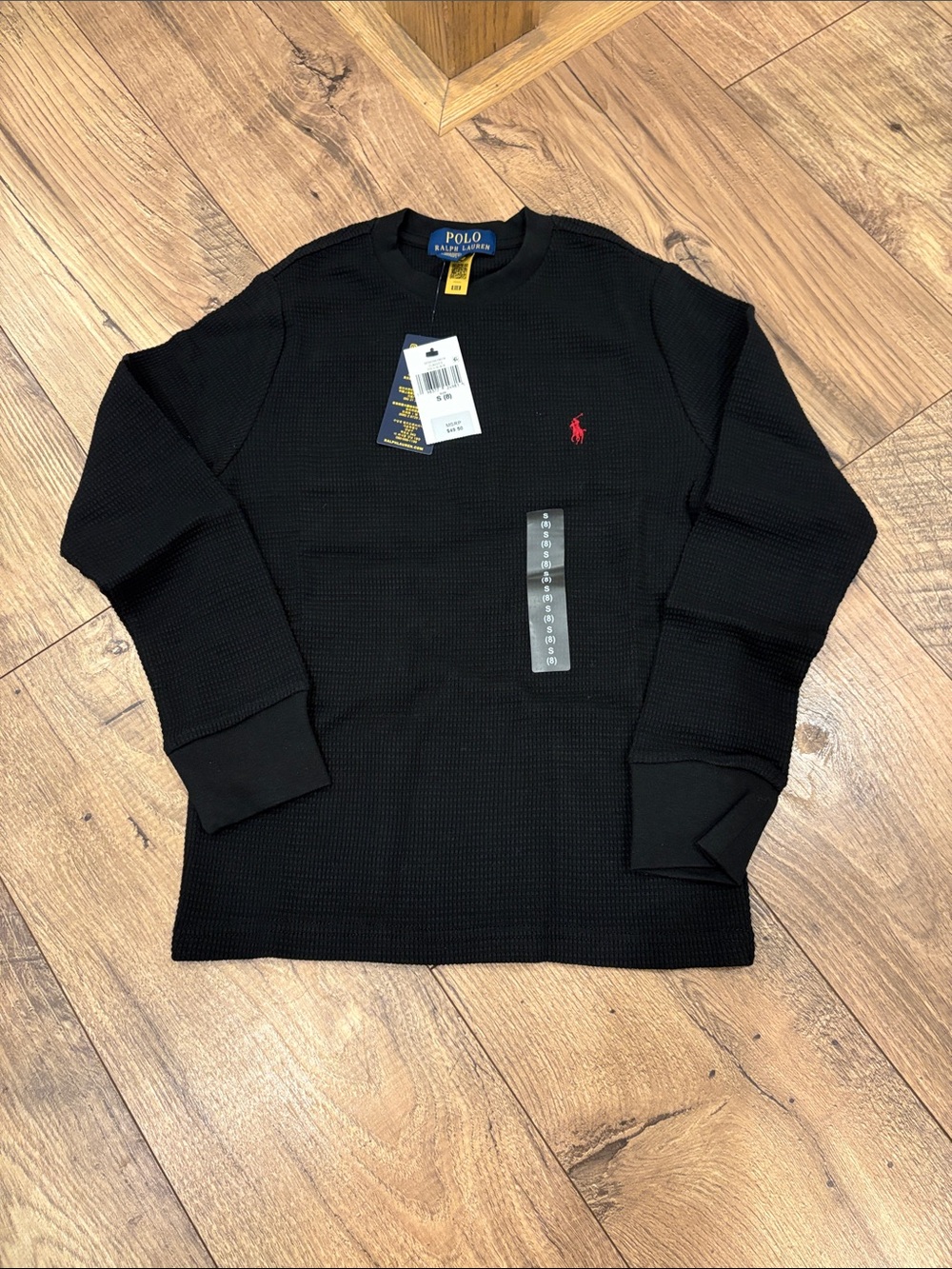 Polo by Ralph Lauren Black Waffle-Knit Crewneck Shirt